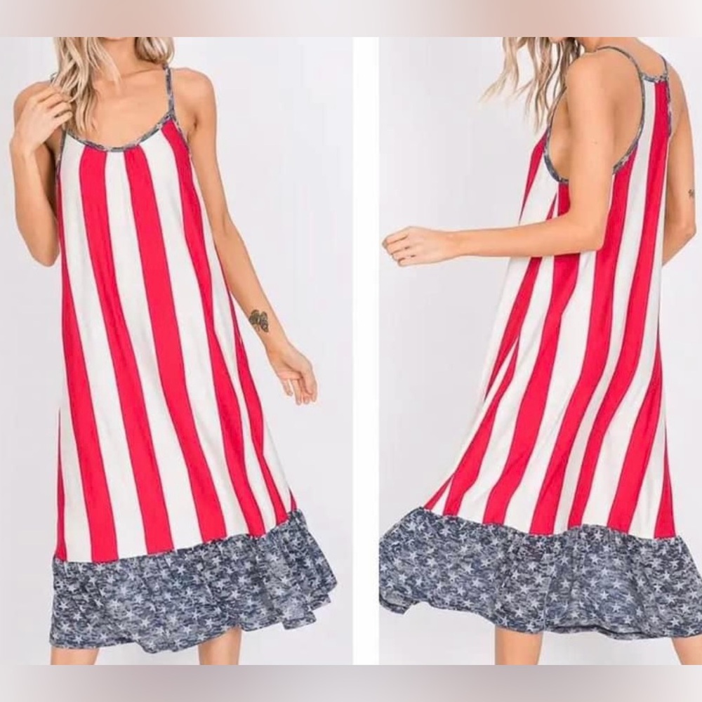 7th Ray Brand New Stars & Stripes Midi Tank Dress
